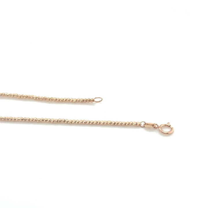 14 karaat rose gouden collier met gefacetteerde balletjes 1,5 mm 45 cm