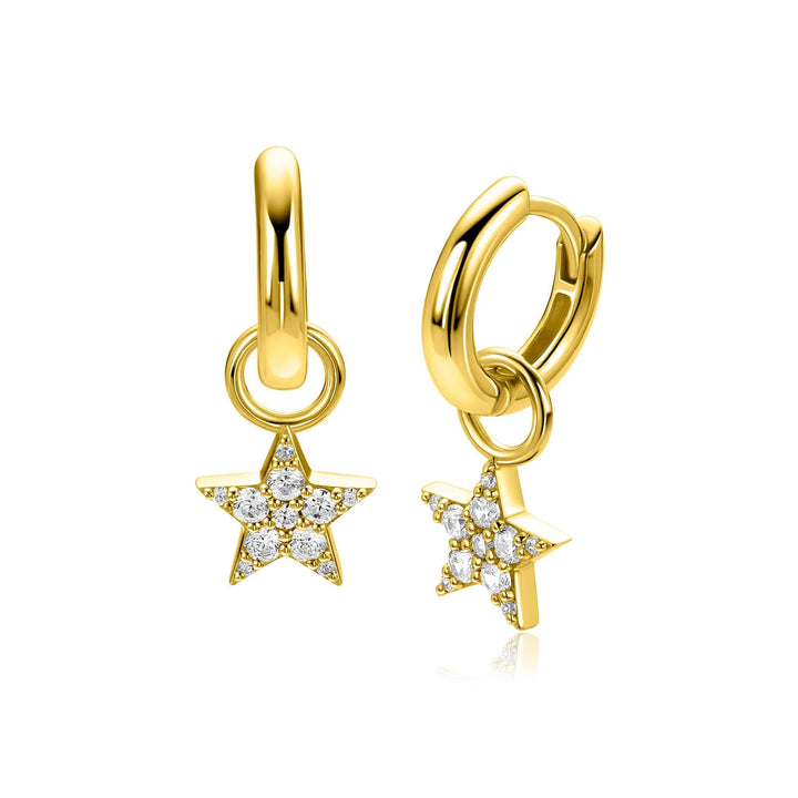 ZINZI goldplated oorbedels fonkelende ster – ZICH2138Y