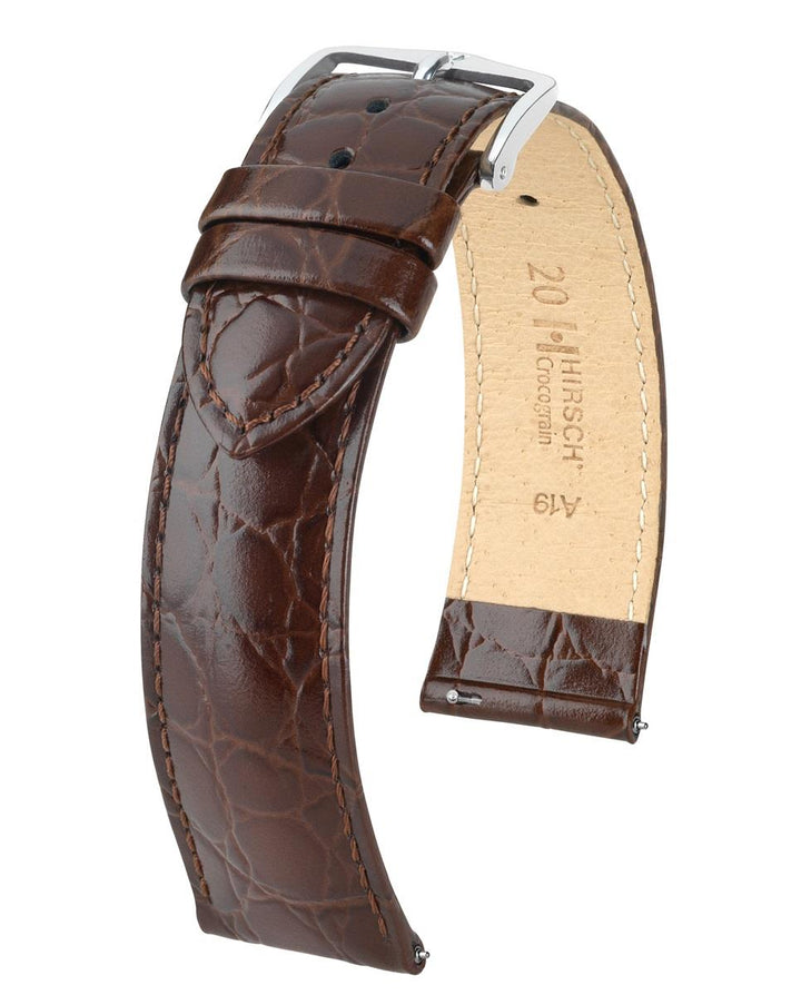 HIRSCH CROCOGRAIN L BROWN CALF 22/20MM