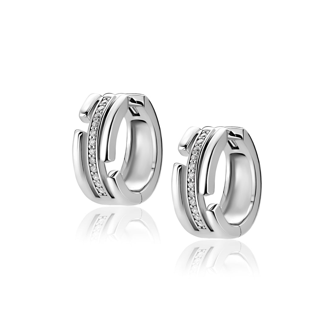 ZINZI zilveren multi-look oorringen 3 banen met witte zirkonia’s ZIO2730