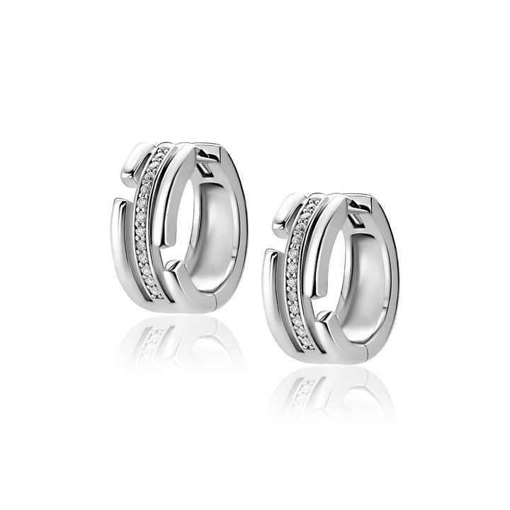 ZINZI zilveren multi-look oorringen 3 banen met witte zirkonia’s ZIO2730