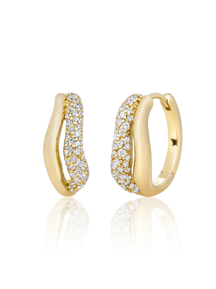 Sparkling Jewels Pave Double Twirl Creolen Zirconia – Gold Plated 925 Zilver – EAG49