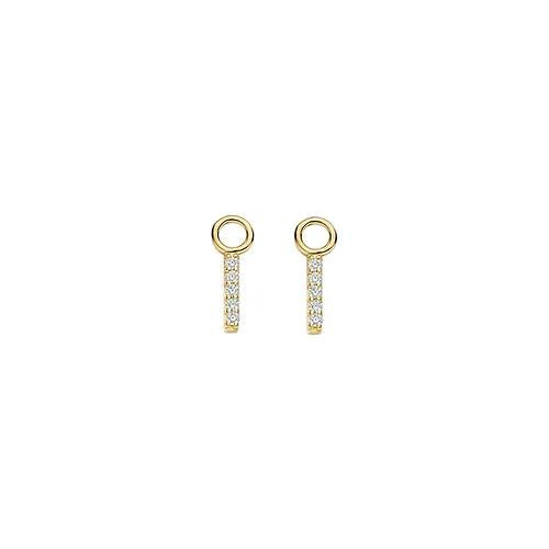 9094YZI Blush geelgouden oorbedels recht staafje met zirconia