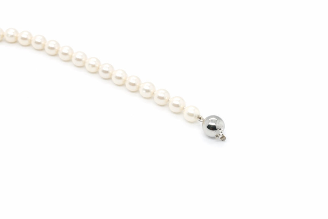 zoetwater parelcollier zilveren bolsluiting 6,5 mm