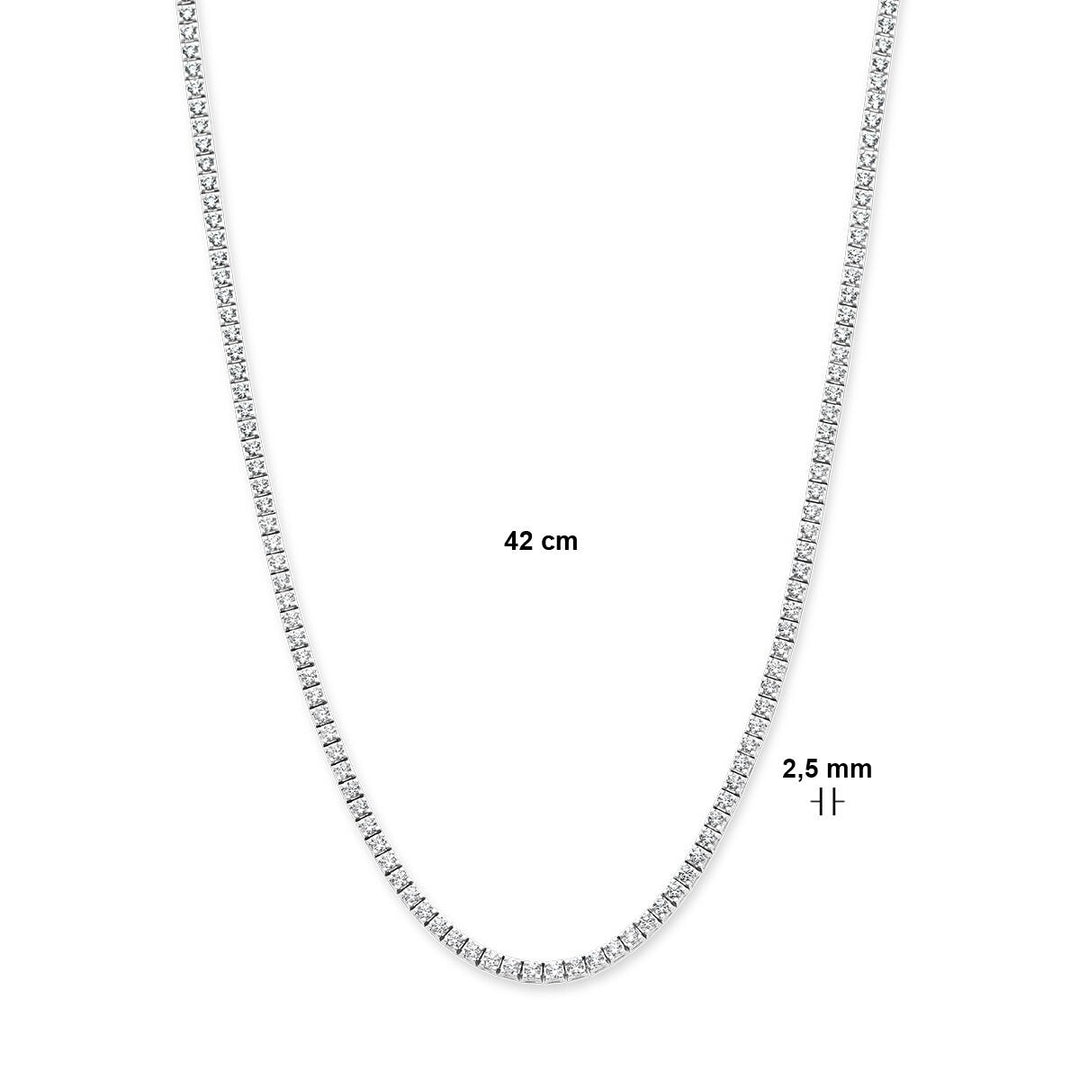 14 Karaat Witgouden Tennis Collier met Lab Grown Diamanten – 5.00 ct – 42 cm