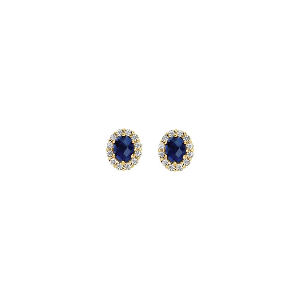 Blush Lab Diamonds Oorknoppen LG7038Y – Geelgoud (14k) met Lab grown Diamant en Lab Grown Saffier