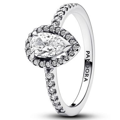 PANDORA 192835C01-56 RING SPARKLING PEAR HALO ZILVER-ZIRCONIA WIT