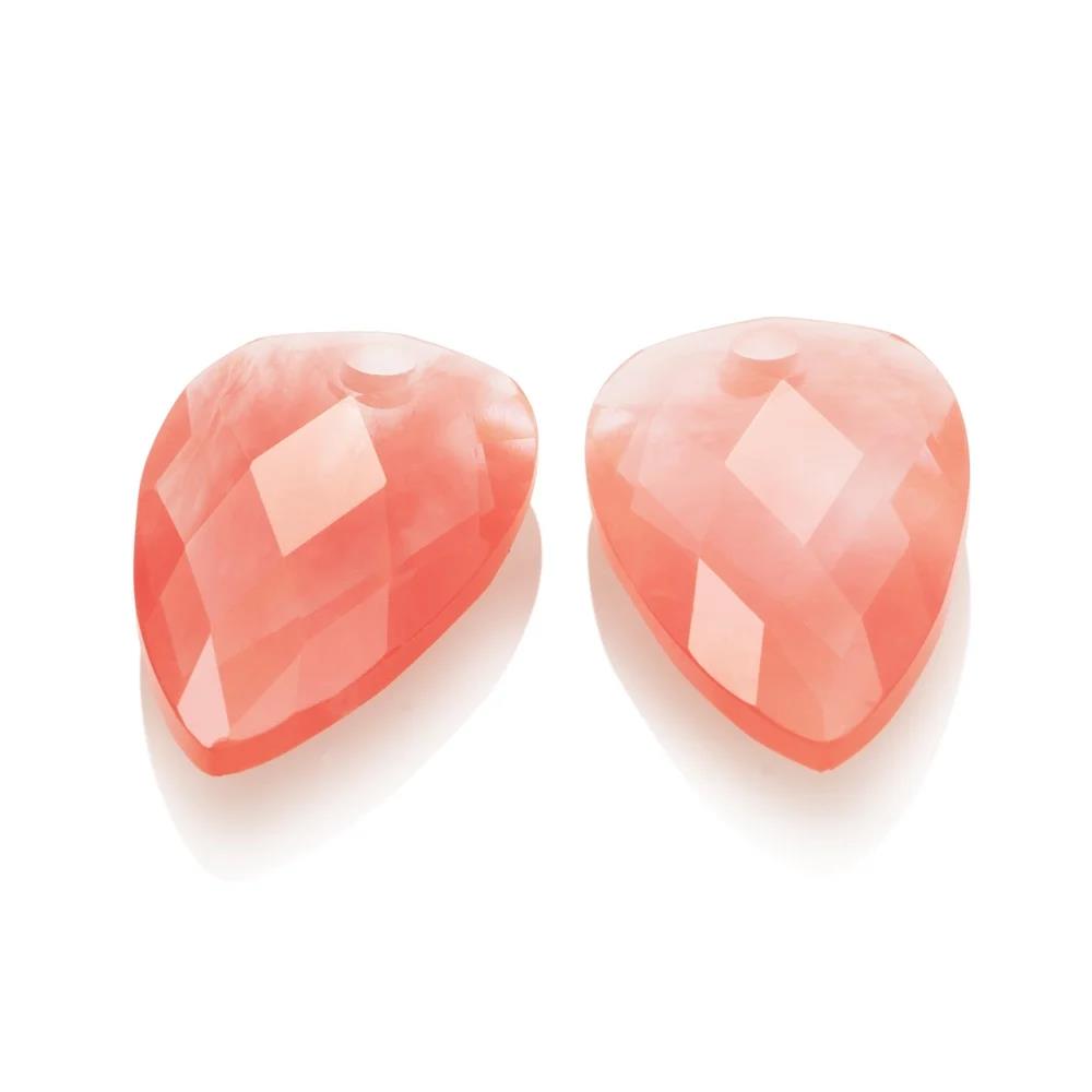 Pendant Gemstone - Facet Leaf Cherry Quartz - 28mm EAGEM25-BS