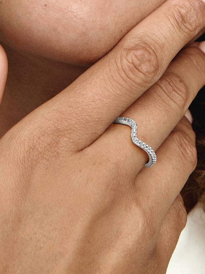 Wave sterling silver ring zirkonia 192539C01-54