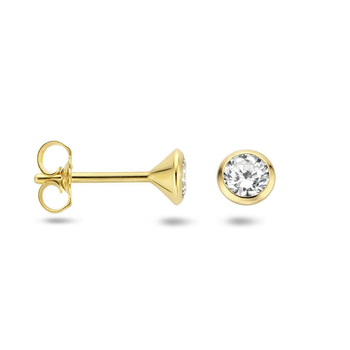 14 kt oorknoppen zirkonia solitair