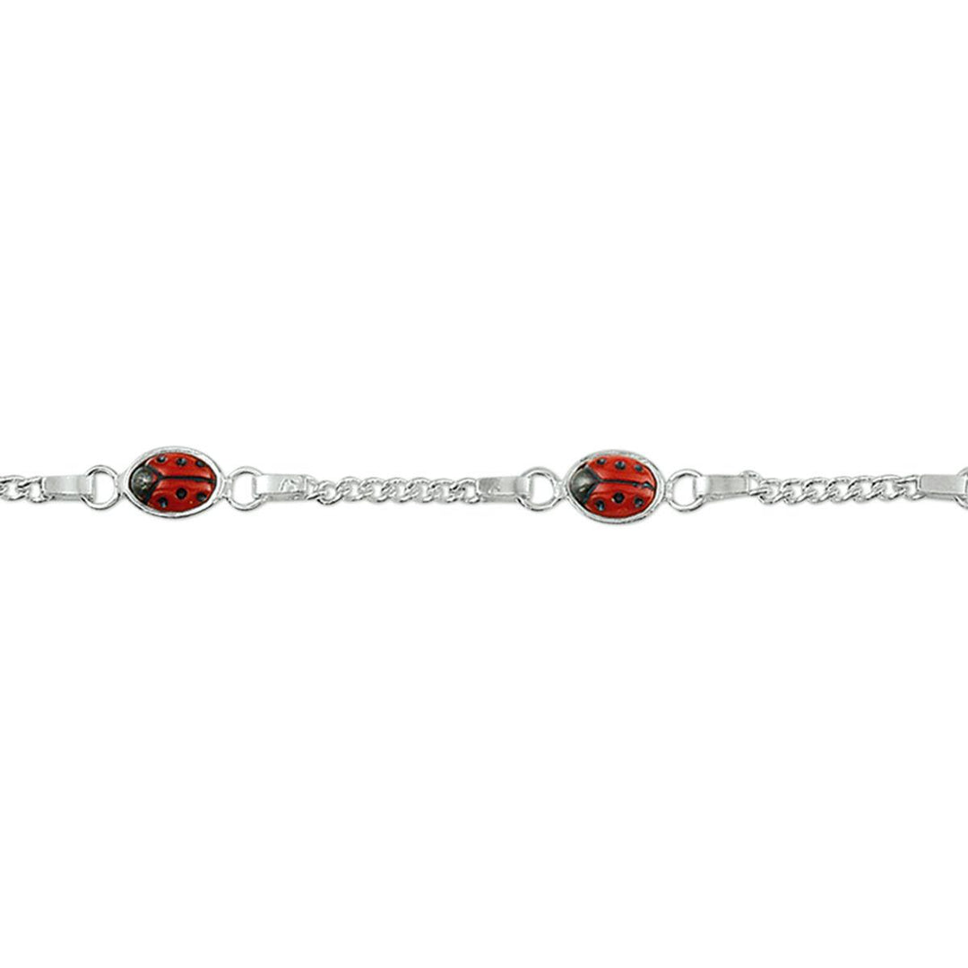 armband lieveheersbeestje 13-15 cm zilver