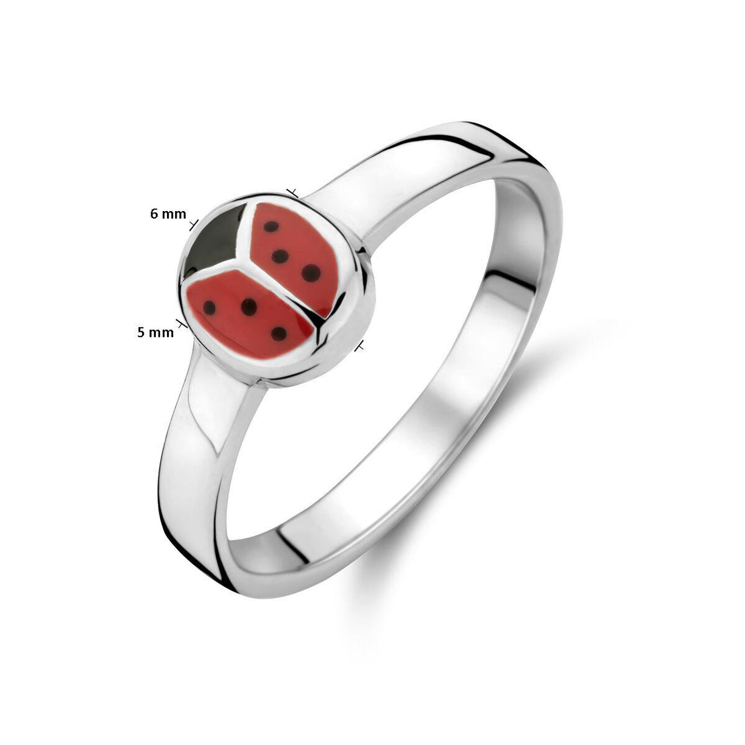 Gerhodineerd 925 Zilveren Kinderring Lieveheersbeestje