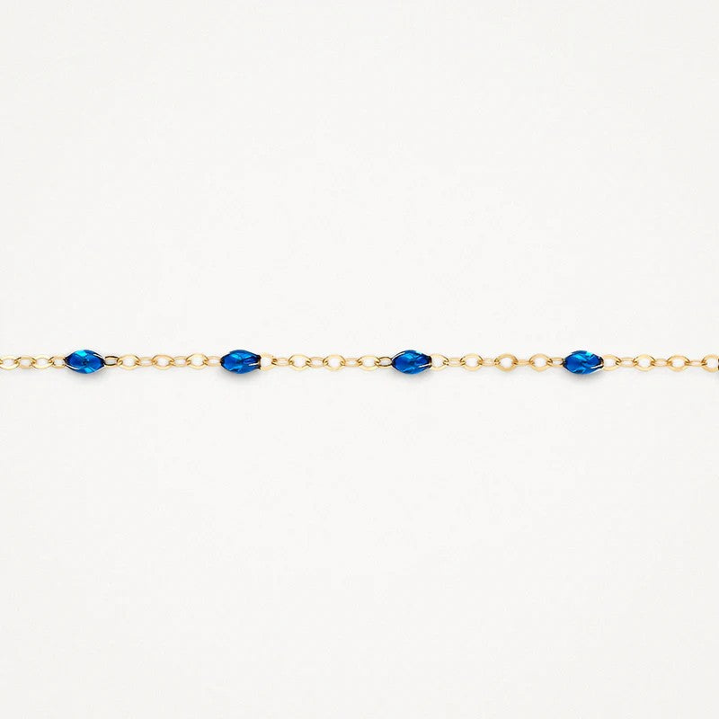 14k Geelgouden Schakelarmband met Blauwe Resin – 2264YRB