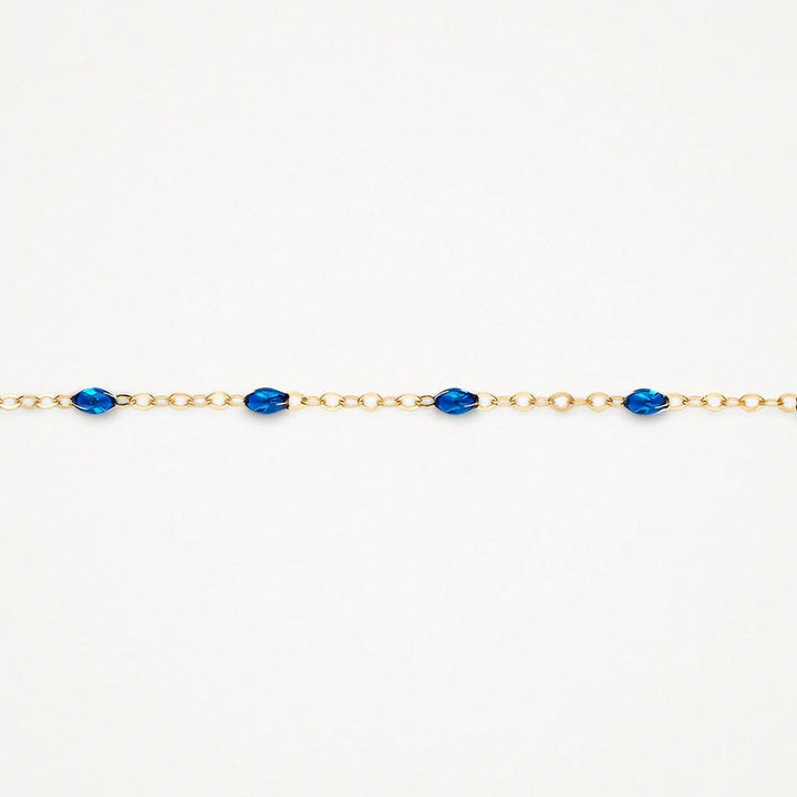 14k Geelgouden Schakelarmband met Blauwe Resin – 2264YRB