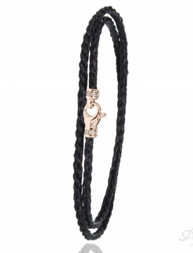Gevlochten paardenhaar armband met goud &amp; diamant EMSS140B1 CHM OJ
