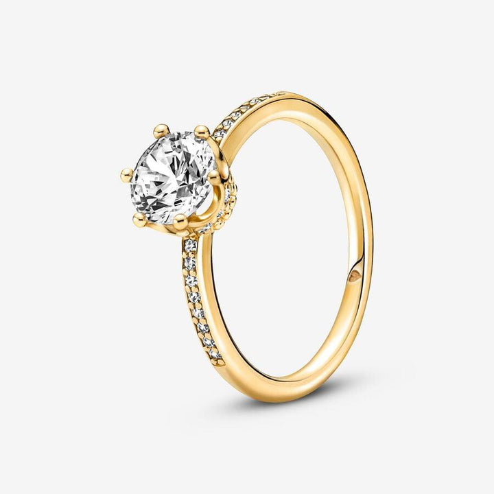 Transparante Sprankelende Kroon Solitaire Ring 168289C01-48