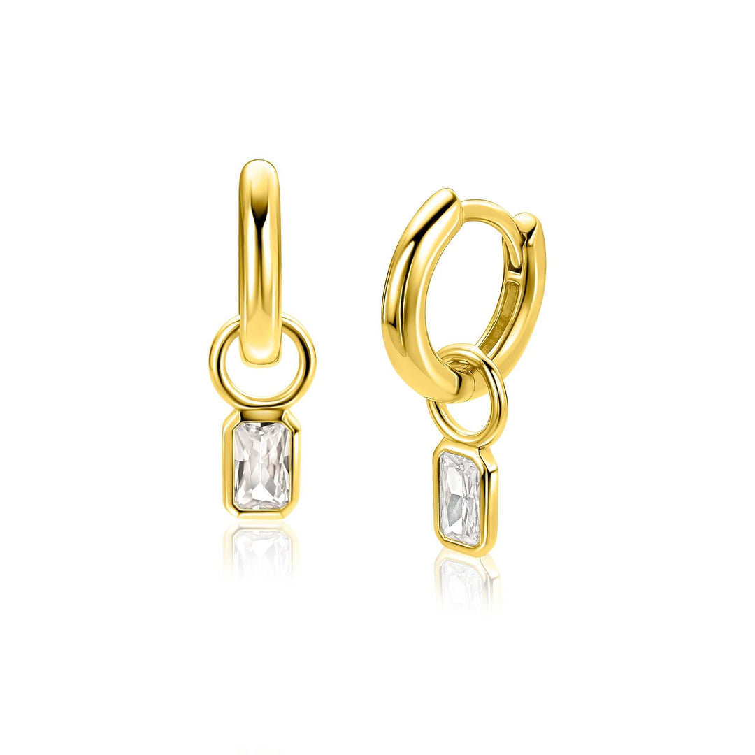 ZINZI goldplated oorbedels met baguette zirkonia – ZICH2826