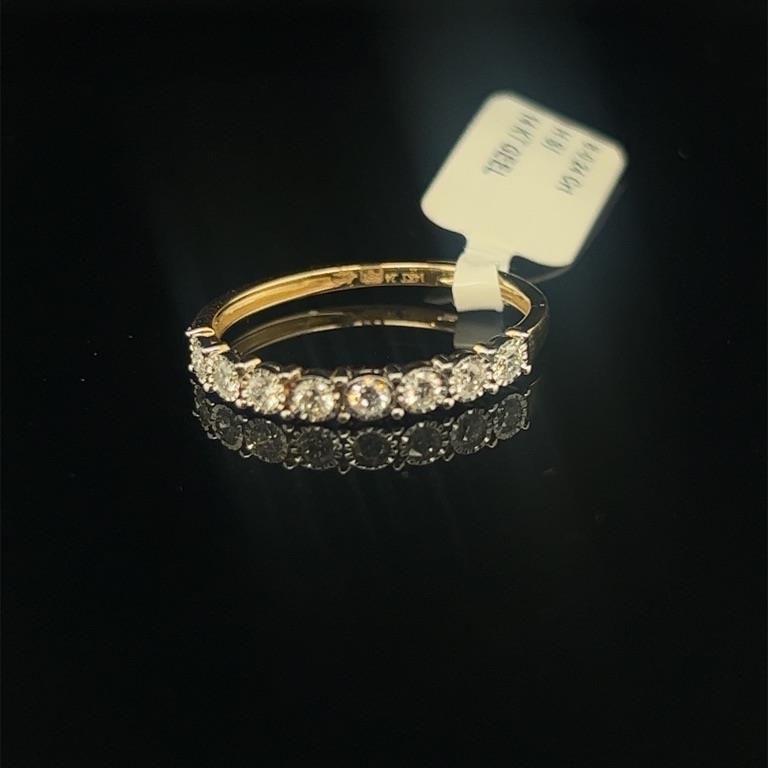 14 kt geel memoire ring ilusiezetting 0.24crt H/Si