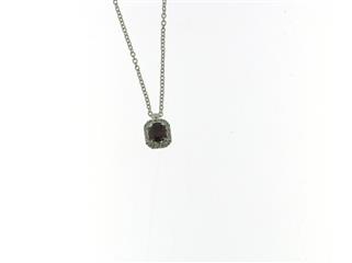 18 kt Halsketting entourage Robijn en diamant 059173/RA