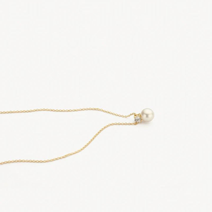 14k Geelgoud Blush Collier met Parel en Zirkonia 3163YPW