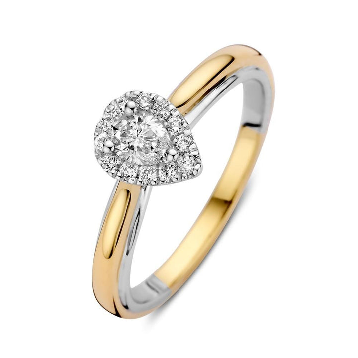14 kt Ring bicolor briljant 0.33 crt.
