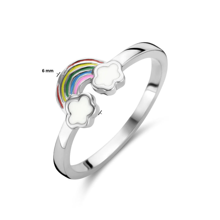Kinder Ring met Emaille Regenboog van Gerhodineerd Zilver