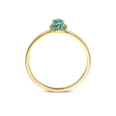 Ring 1226YLB - 14k Geelgoud met Blauwe Topas