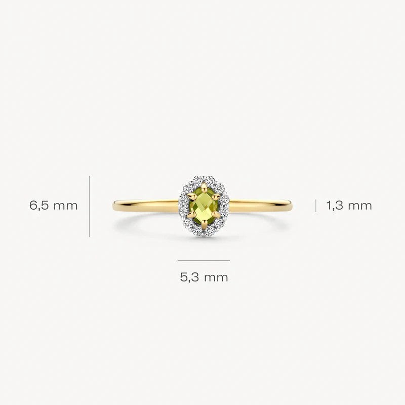 Blush Jewels 14 Karaat Geelgouden Ring met Peridoot en Zirkonia 1258YGP