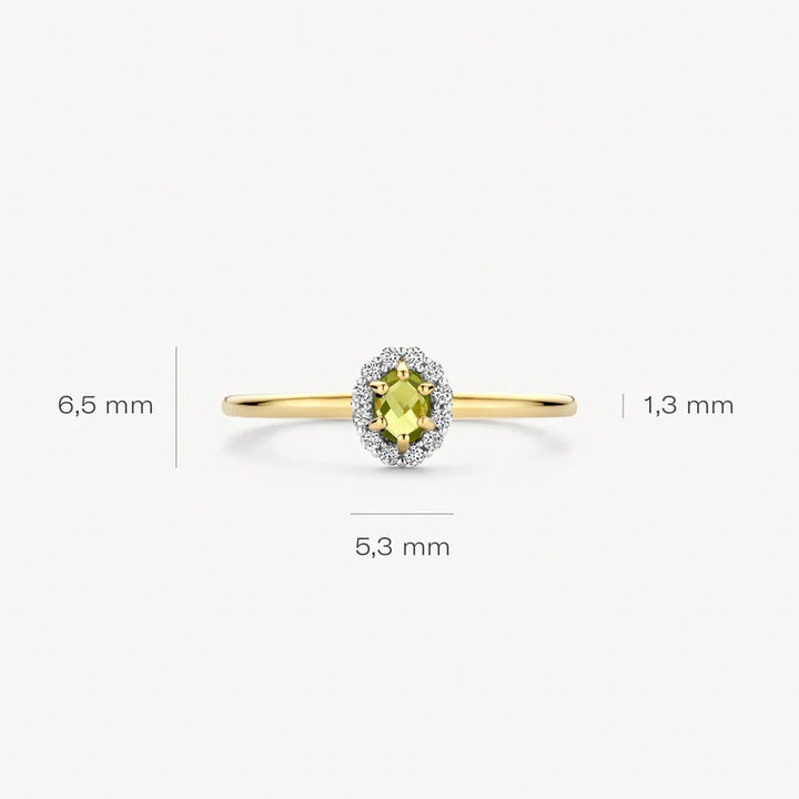 Blush Jewels 14 Karaat Geelgouden Ring met Peridoot en Zirkonia 1258YGP