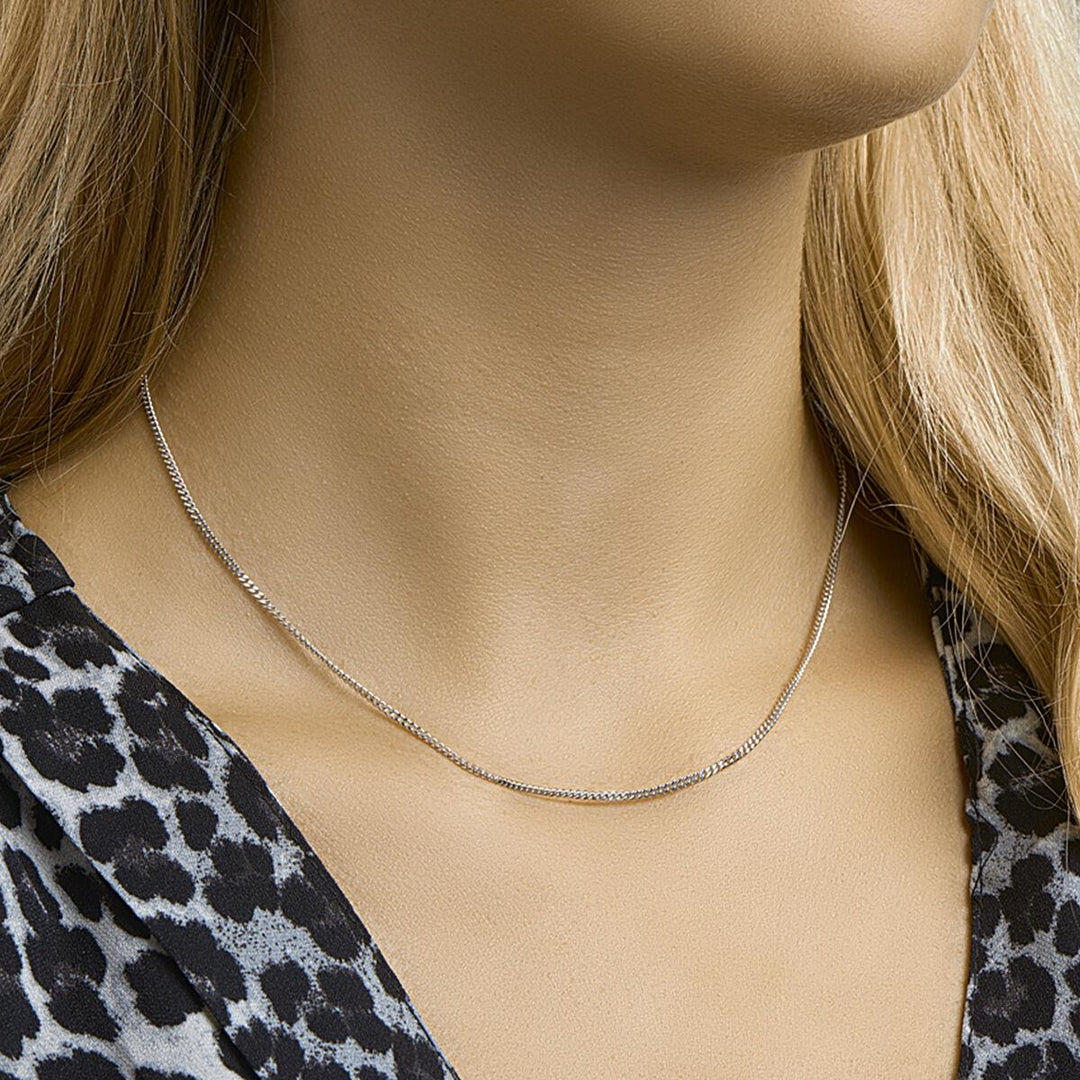 Zilver gerhodineerd collier gourmet 1,8 mm 45cm