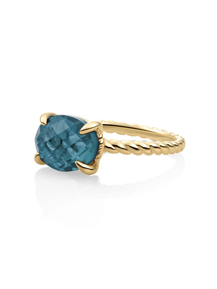 Twist Ring Ocean Topaz Quartz 9 kt goud SRIG03-G67-54