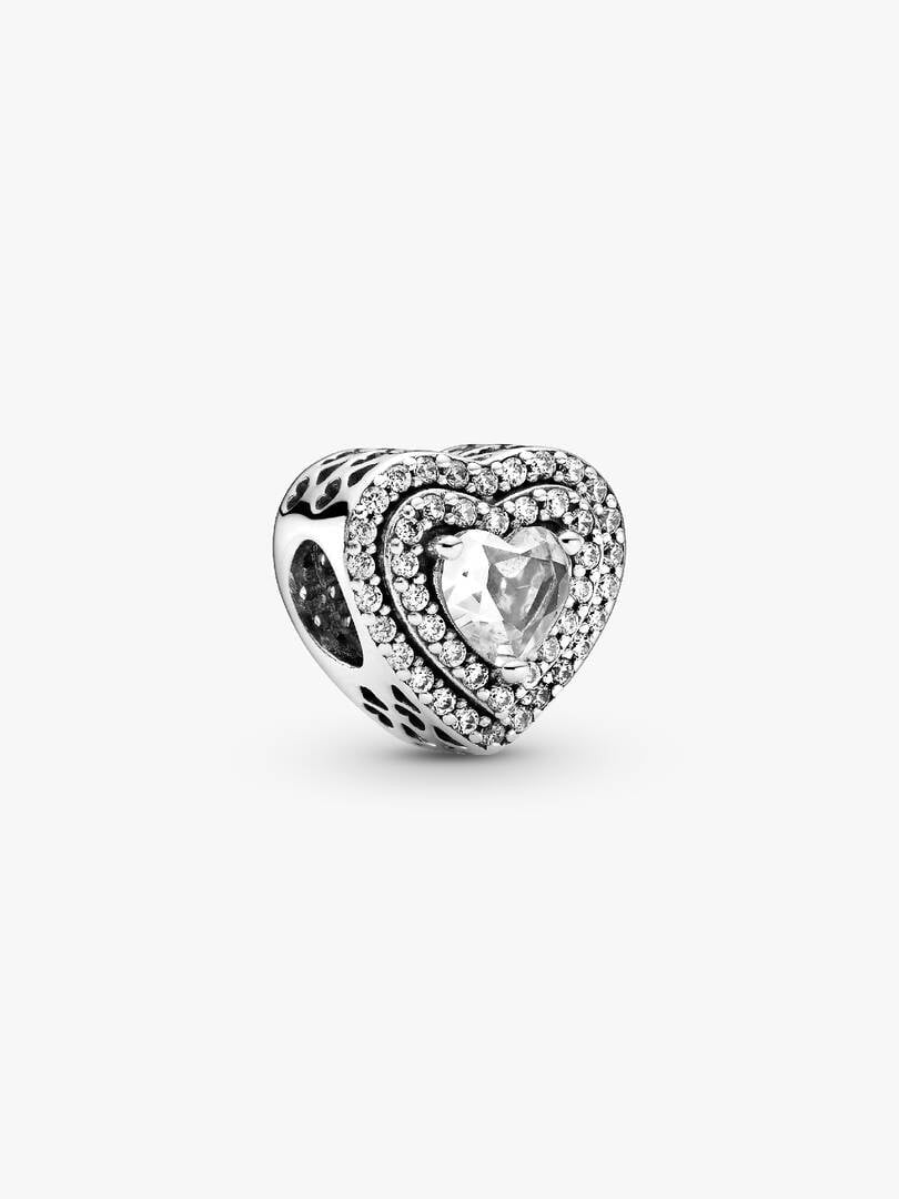 Pandora Moments 799218C01 zilveren bedel met hartje en transparante zirkonia