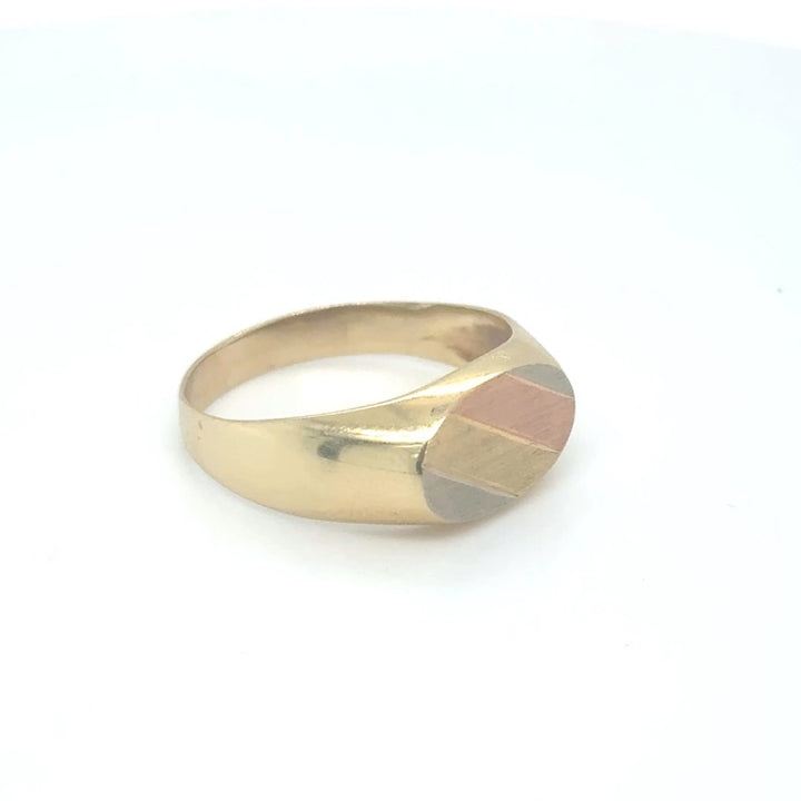 14 kt Tricolor Zegelring 14 x 10 mm
