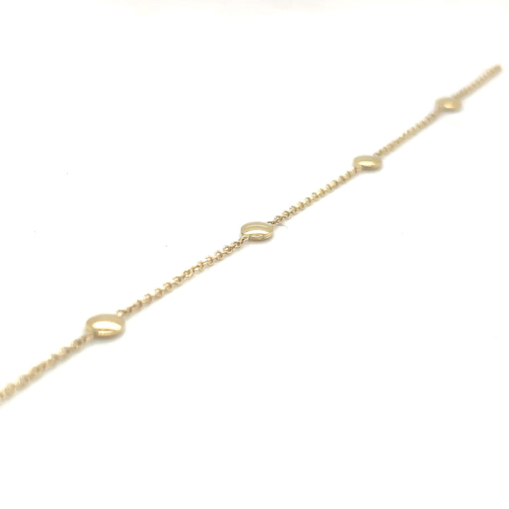 14 kt armband met 5 ronde schoteltjes 5mm & 19cm