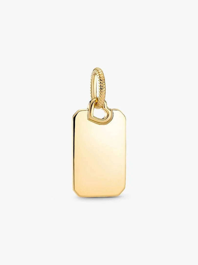 Pandora Vergulde Graveerbare Rechthoekige Plaatje Hanger met Hart 368611C00