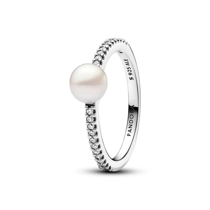 Pandora Zilveren Ring met Zoetwaterparel en Helder Zirkonia 193158C01