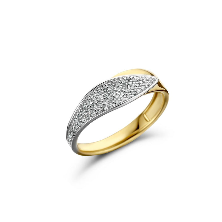 18 kt fantasiering diamant 0.25 ct G Si navette vorm