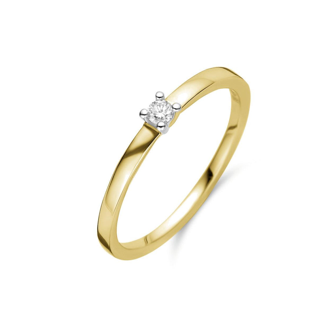 Ring solitaire Au750 Geel & wit goud 18 kt