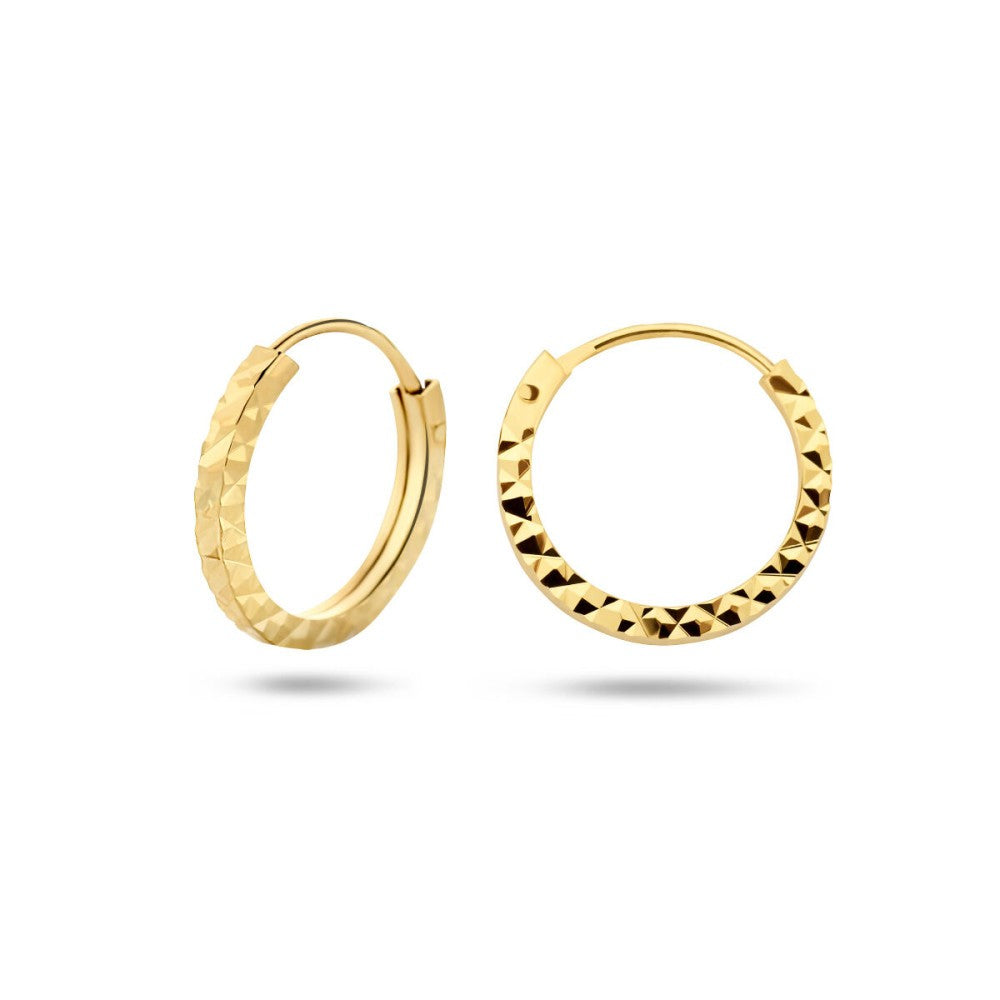 14 kt Geelgouden Oorringen Gefaceteerd 15 mm – Huyscollectie