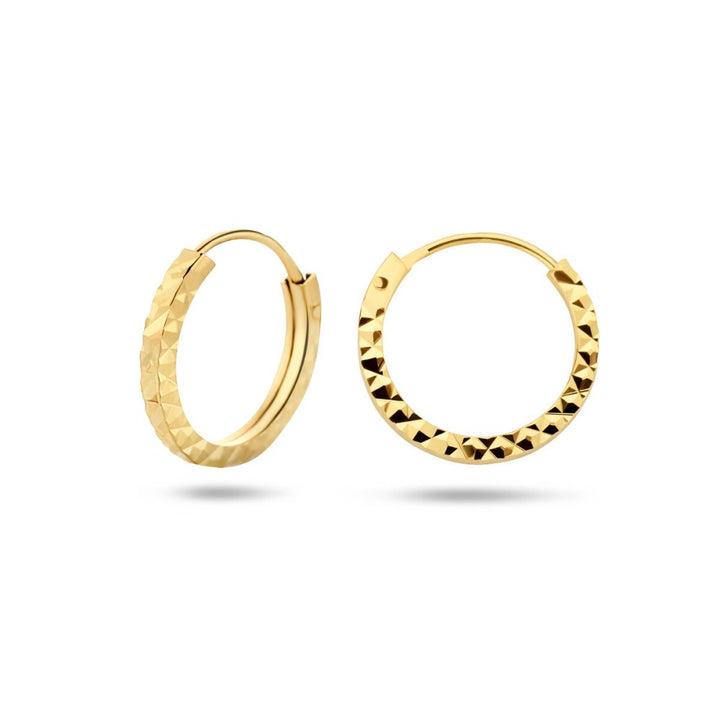 14 kt Geelgouden Oorringen Gefaceteerd 15 mm – Huyscollectie
