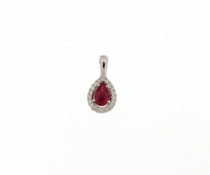 Hanger entourage Wit goud 18 kt robijn diamant 056992RA