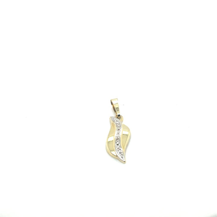 14 Karaat Gouden Fantasie Hanger met Diamant en Slag