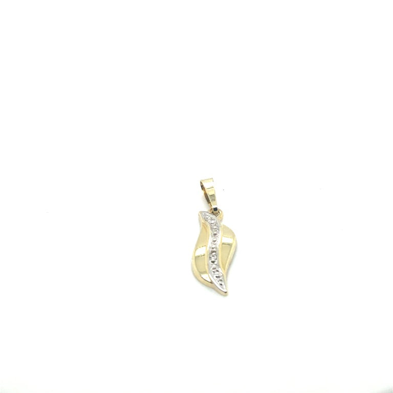 14 Karaat Gouden Fantasie Hanger met Diamant en Slag