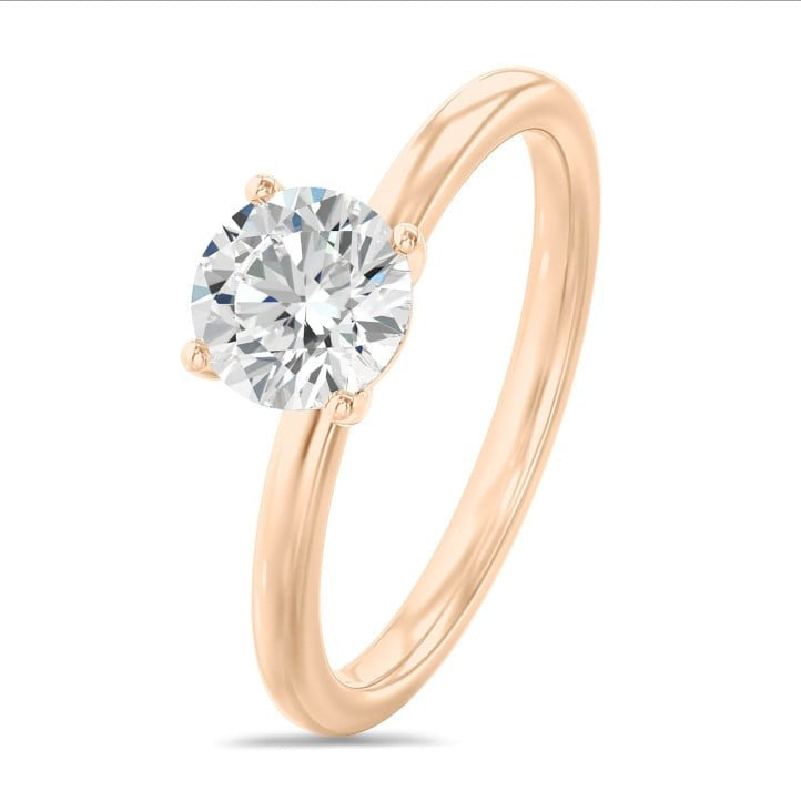 14 kt rosegouden ring solitair incl een 0.22 ct TW