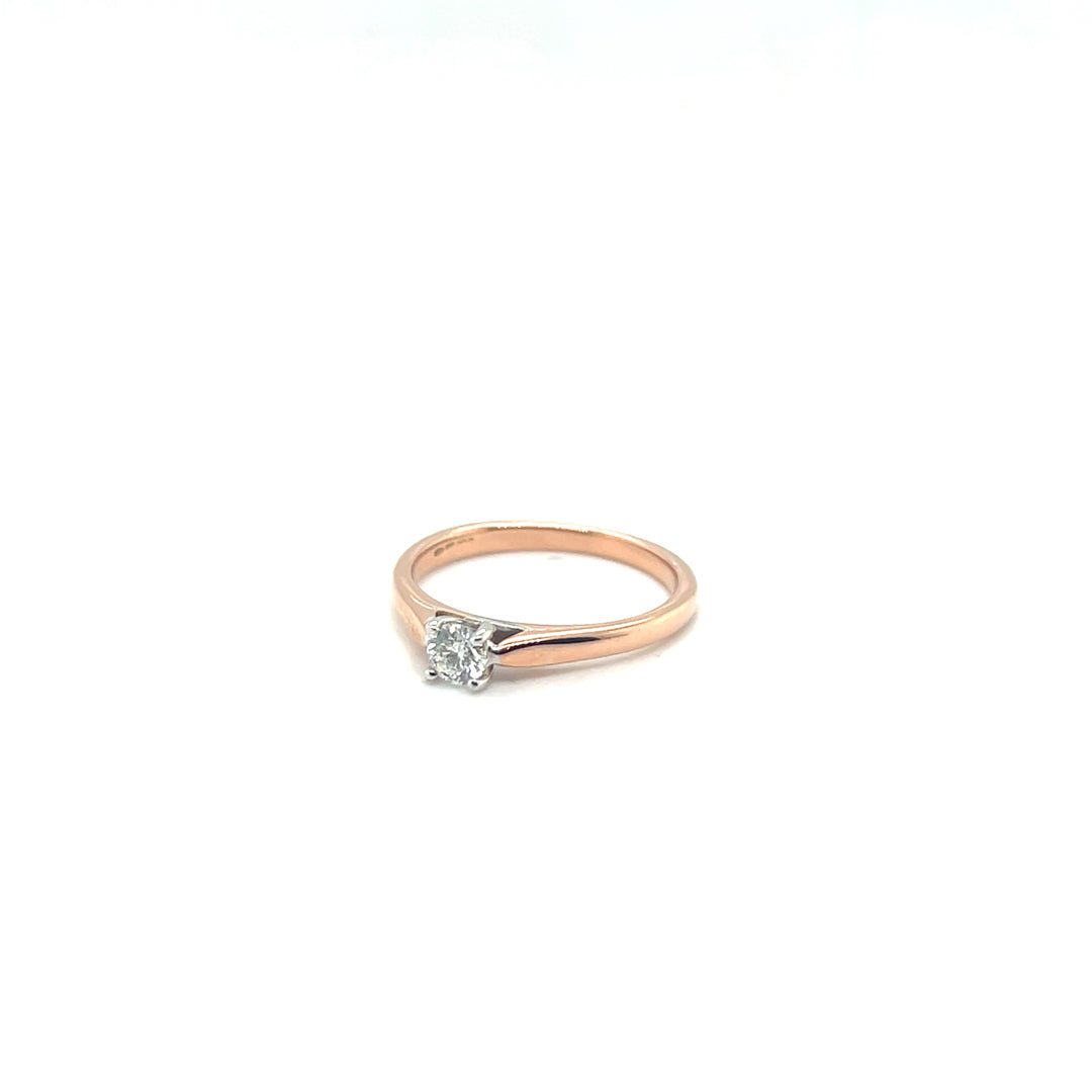 14 kt Rose solitair ring 0.25ct Tw/Vsi