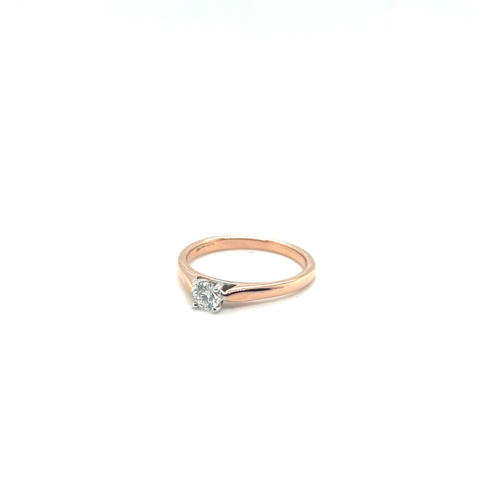 14 kt Rose solitair ring 0.25ct Tw/Vsi