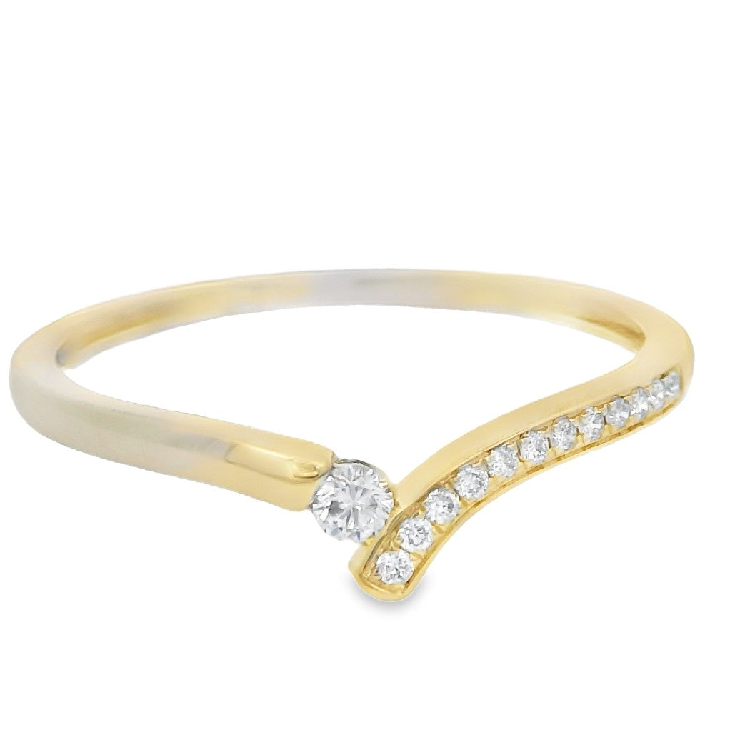14 Karaat Geelgouden Diamanten Ring met Briljant