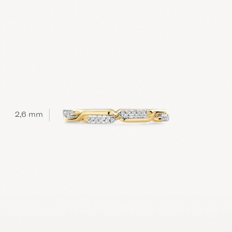 14k Geel en Witgoud ring met zirkonia 1256BZI