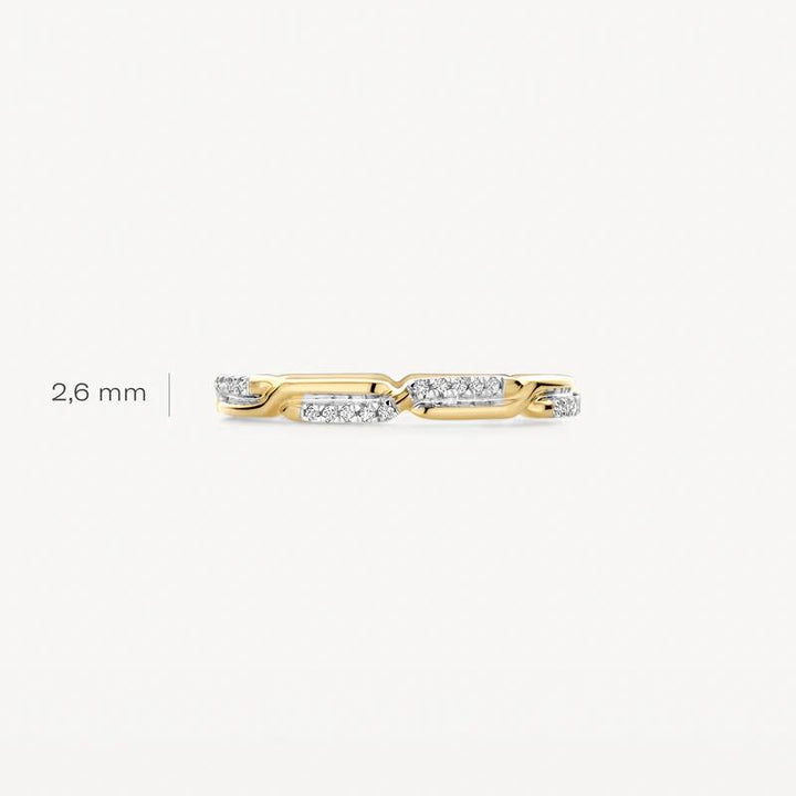 14k Geel en Witgoud ring met zirkonia 1256BZI