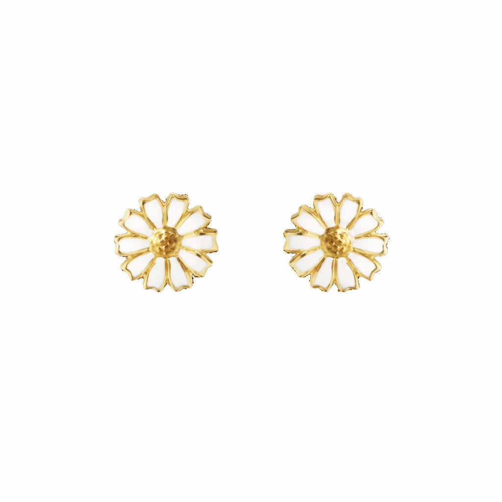 Georg Jensen Daisy Oorstekers met Wit Emaille 20001719